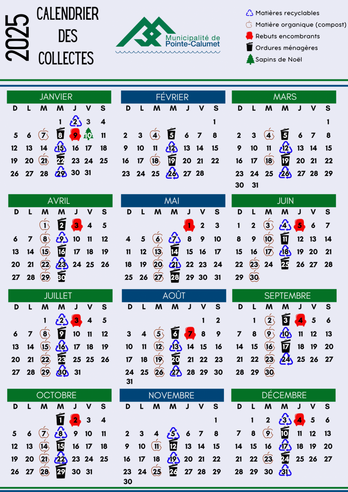 CALENDRIER DES COLLECTES